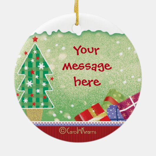 Niedliches Nephew, Weihnachten, Hirsch und Geschen Keramik Ornament (Hinten)