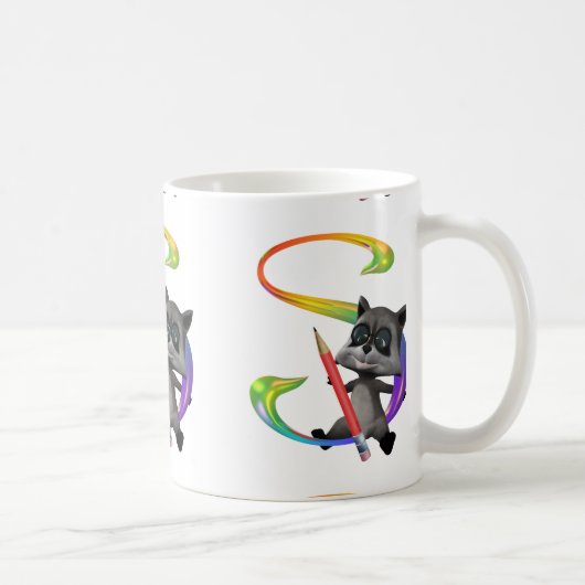 Niedliches Nerd Raccon Monogramm S Kaffeetasse (Rechts)
