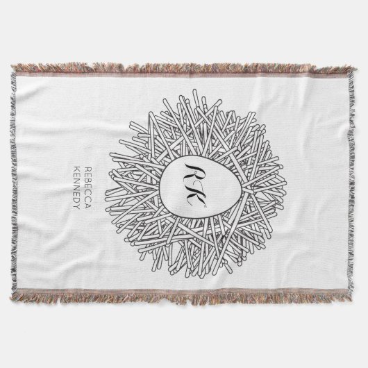 Niedliches Nest & Ei - Personalisierte Initialen u Decke (Vorderseite)