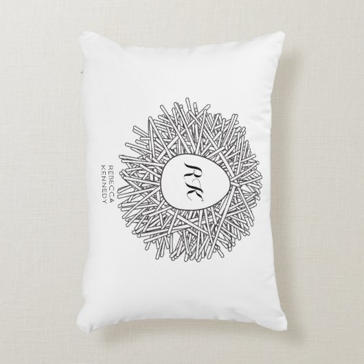 Niedliches Nest & Ei - Personalisierte Initialen u Dekokissen (Vorderseite(Vertikal))