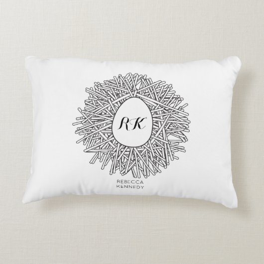 Niedliches Nest & Ei - Personalisierte Initialen u Dekokissen (Rückseite)