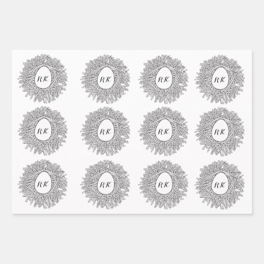 Niedliches Nest & Ei - Personalisierte Initialen u Geschenkpapier Set (Vorderseite 3)