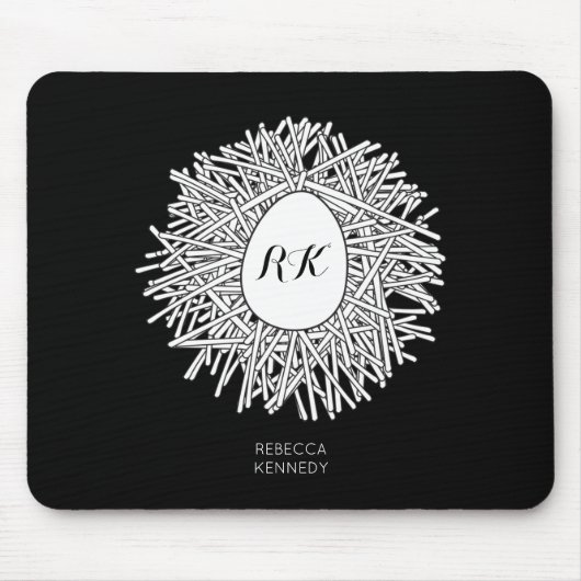 Niedliches Nest & Ei - Personalisierte Initialen u Mousepad (Vorne)