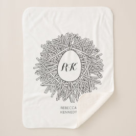 Niedliches Nest & Ei - Personalisierte Initialen u Sherpadecke