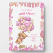 Niedliches Neugeborenes Ankündigung Easel Fotoplatte (Vorderseite)