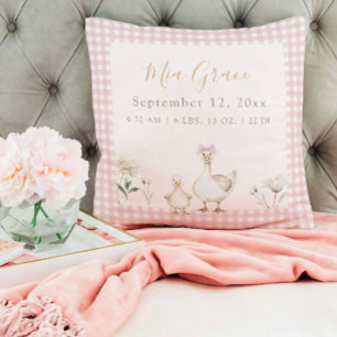 Niedliches Neugeborenes Keepake Geburtsstats Rosa  Kissen