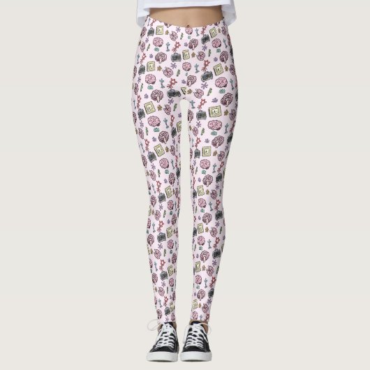 Niedliches neurowissenschaftliches Muster Leggings (Vorderseite)