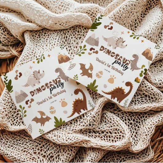 Niedliches neutrales Dinosaurier-Party Geburtstag Serviette