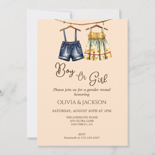 Niedliches neutrales Geschlecht Einladung (Vorderseite)