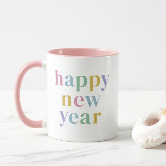 Niedliches New Year Friend Foto Trendy Tasse (Mit Donut)