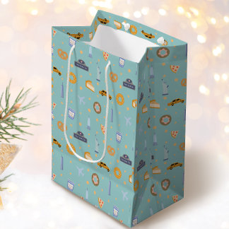 Niedliches New Yorker Stadtmuster Türkisgrün Mittlere Geschenktüte