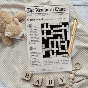 Niedliches Newspaper Baby Dusche Crossword Puzzle