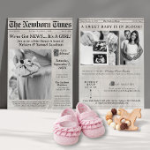 Niedliches Newspaper Foto Girl Baby Shower Einladu Einladung
