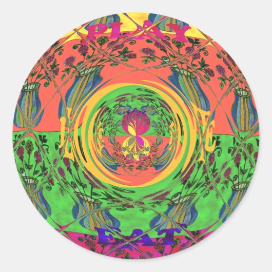 Niedliches Nice & Love floral Motiv Art Print Desi Runder Aufkleber (Vorderseite)