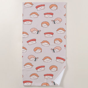 Niedliches nigiri Sushi - Nahtloses Muster Strandtuch