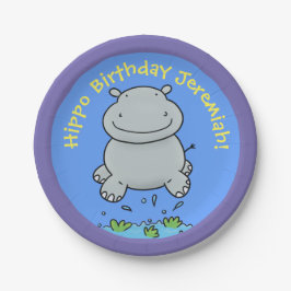 Niedliches Nilpferd personalisierter Geburtstag Ca Pappteller
