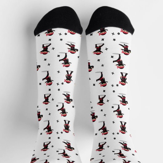 Niedliches Ninja Black & Red Pattern Socken (Oben)