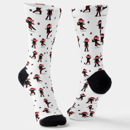 Niedliches Ninja Black & Red Pattern Socken