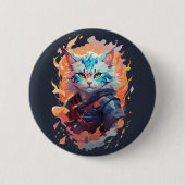 Niedliches Ninja Cat Warrior Design Button (Vorderseite)