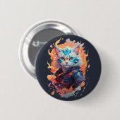 Niedliches Ninja Cat Warrior Design Button (Vorne & Hinten)