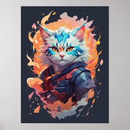Niedliches Ninja Cat Warrior Design Poster