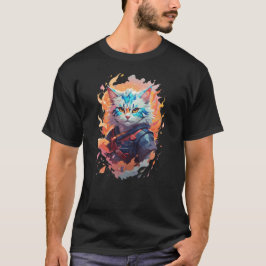 Niedliches Ninja Cat Warrior Design T-Shirt