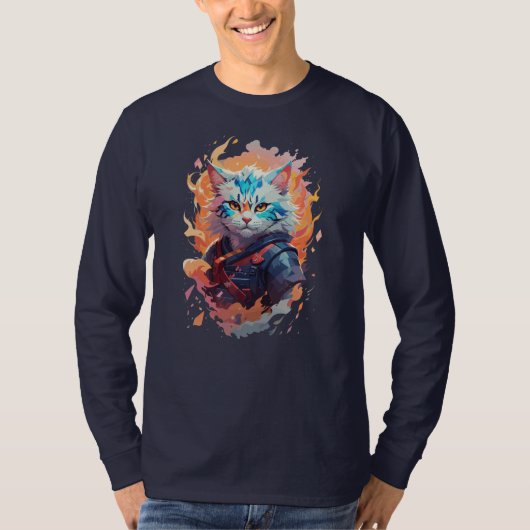 Niedliches Ninja Cat Warrior Design T-Shirt (Vorderseite)