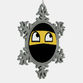 Niedliches Ninja Krieger emoji Schneeflocken Zinn-Ornament (Links)