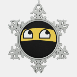 Niedliches Ninja Krieger emoji Schneeflocken Zinn-Ornament