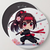 Niedliches Ninja-Kriegerblümchen Button (Vorne & Hinten)