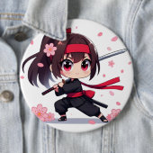 Niedliches Ninja-Kriegerblümchen Button (Beispiel)