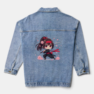 Niedliches Ninja-Kriegerblümchen Jeansjacke