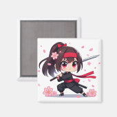Niedliches Ninja-Kriegerblümchen Magnet (Vorderseite/Rückseite)