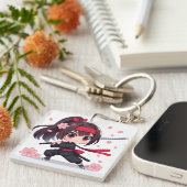 Niedliches Ninja-Kriegerblümchen Schlüsselanhänger (Vorderseite rechts)