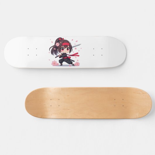 Niedliches Ninja-Kriegerblümchen Skateboard (Horizontal)