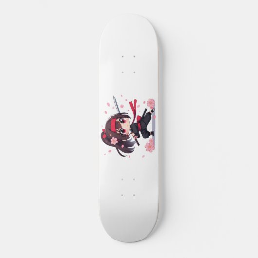 Niedliches Ninja-Kriegerblümchen Skateboard (Vorderseite)