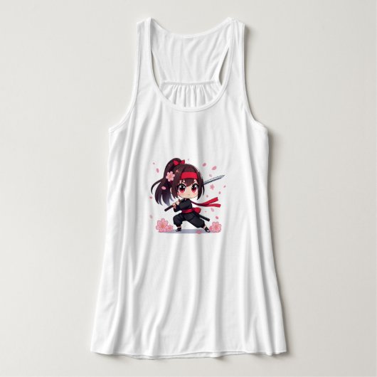 Niedliches Ninja-Kriegerblümchen Tank Top (Design Vorderseite)