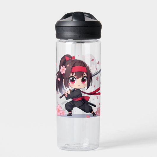 Niedliches Ninja-Kriegerblümchen Trinkflasche (Vorderseite)