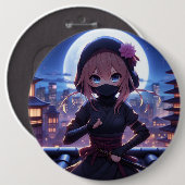 Niedliches Ninja-Kriegermädchen Button (Vorne & Hinten)