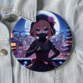Niedliches Ninja-Kriegermädchen Button (Beispiel)