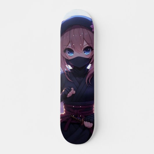 Niedliches Ninja-Kriegermädchen Skateboard (Vorne)