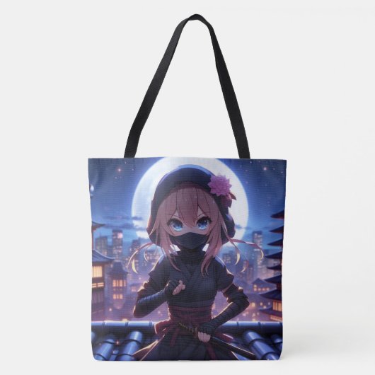 Niedliches Ninja-Kriegermädchen Tasche (Vorderseite)