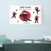 Niedliches Ninja Warrior Black & Red Kindergeburts Banner (Messeveranstaltung)
