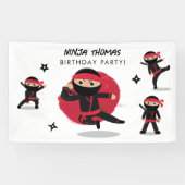 Niedliches Ninja Warrior Black & Red Kindergeburts Banner (Horizontal)