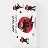 Niedliches Ninja Warrior Black & Red Kindergeburts Banner (Vertikal)