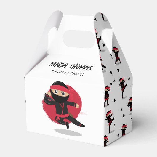 Niedliches Ninja Warrior Black & Red Kindergeburts Geschenkschachtel (Vorderseite)