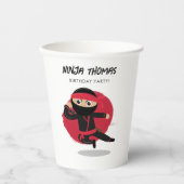 Niedliches Ninja Warrior Black & Red Kindergeburts Pappbecher (Vorderseite)