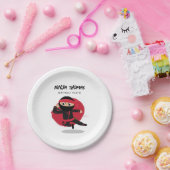 Niedliches Ninja Warrior Black & Red Kindergeburts Pappteller (Party)