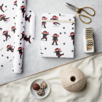 Niedliches Ninja Warrior Kids Black & Red Pattern