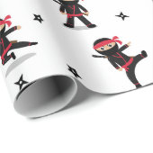 Niedliches Ninja Warrior Kids Black & Red Pattern Geschenkpapier (Rolleneckpunkt)